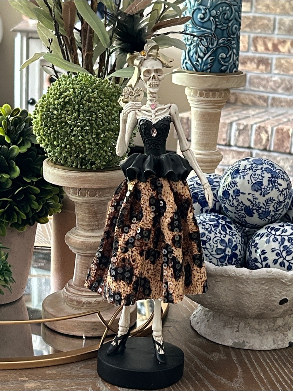 NEW! Vintage Inspired Victorian Masquerade Ball Halloween Skeleton Figurine